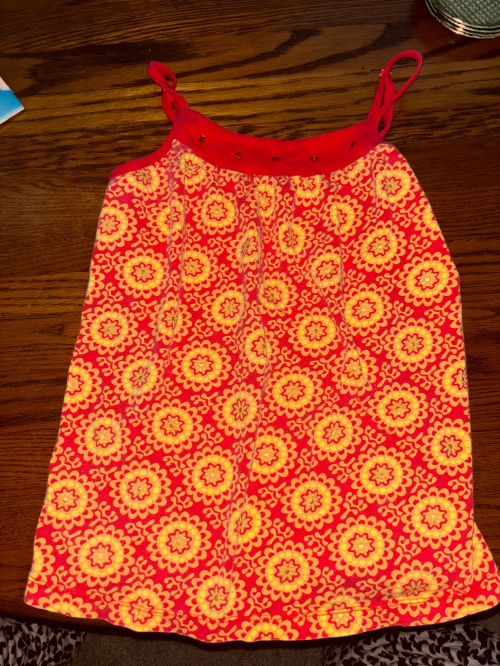 Vintage Y2K Girls Vibrant Red Yellow Orange Cotton Tank Top Size L 14/16